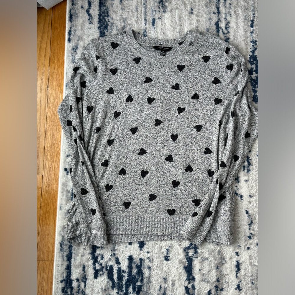 Lucky Brand Lightweight Heart Long Sleeve Sweater